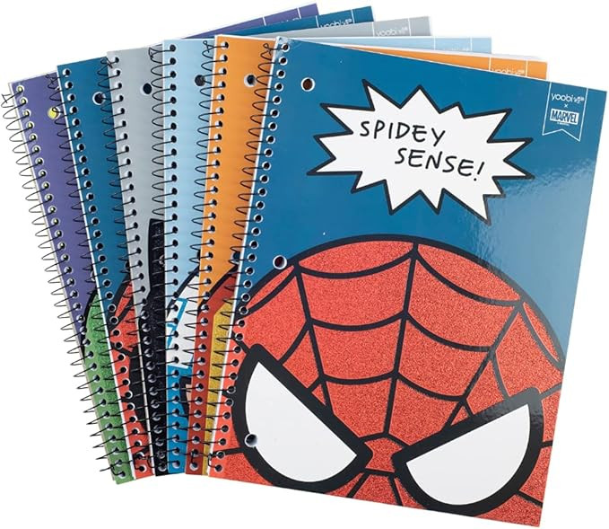 Yoobi x Marvel Spiral Notebooks (Set of 6) – Pack of 1 Subject College Ruled Spiral Notebook w/... | Amazon (US)
