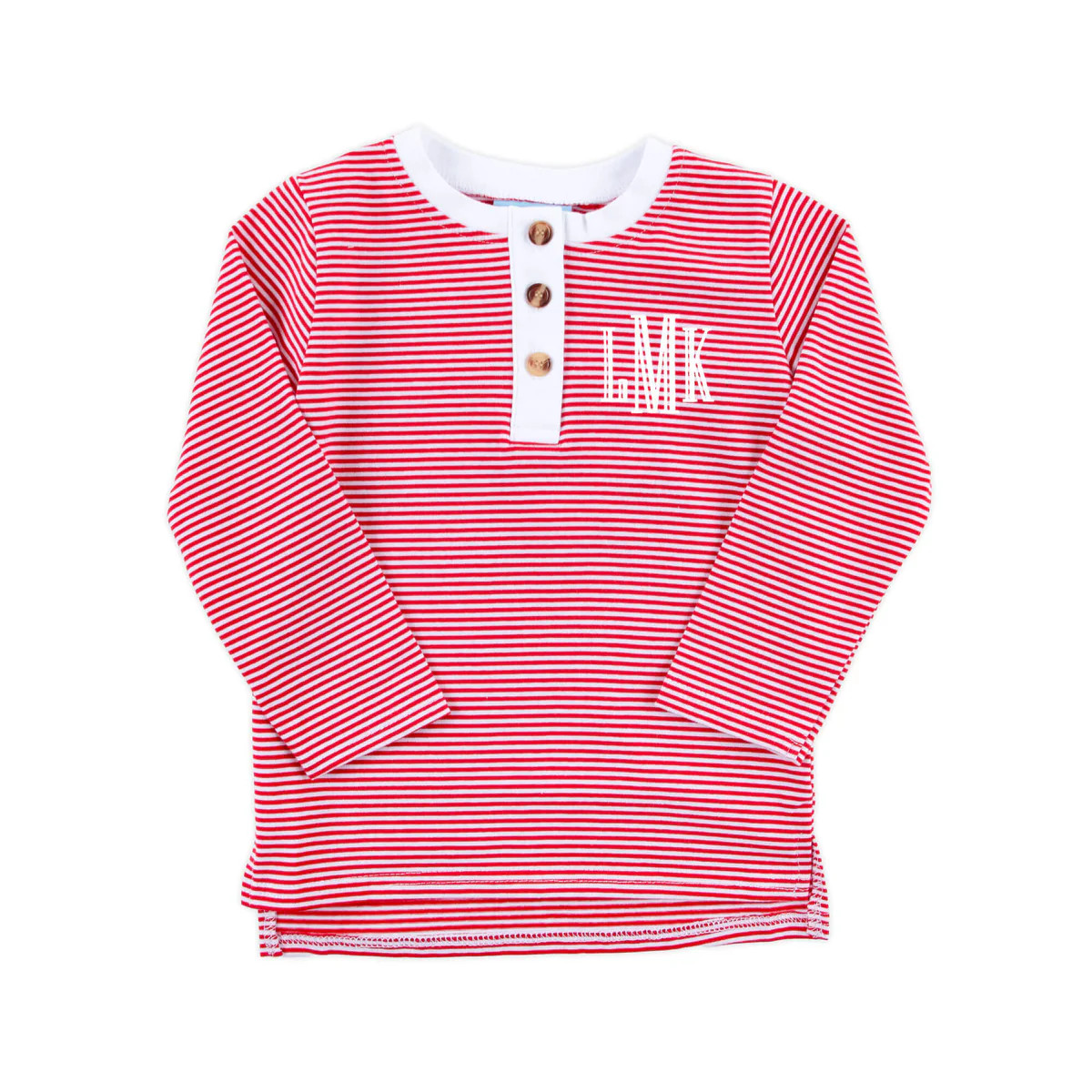 Red Stripe Long Sleeve Henley Shirt | Classic Whimsy