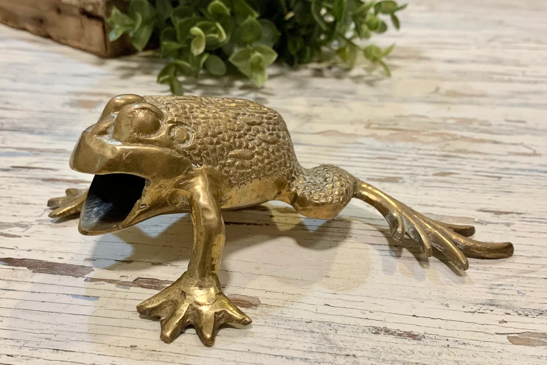 Vintage Brass Frog Spring Summer Gardening Nature Vignette Jungalow Planter Sunroom Decor America... | Etsy (US)