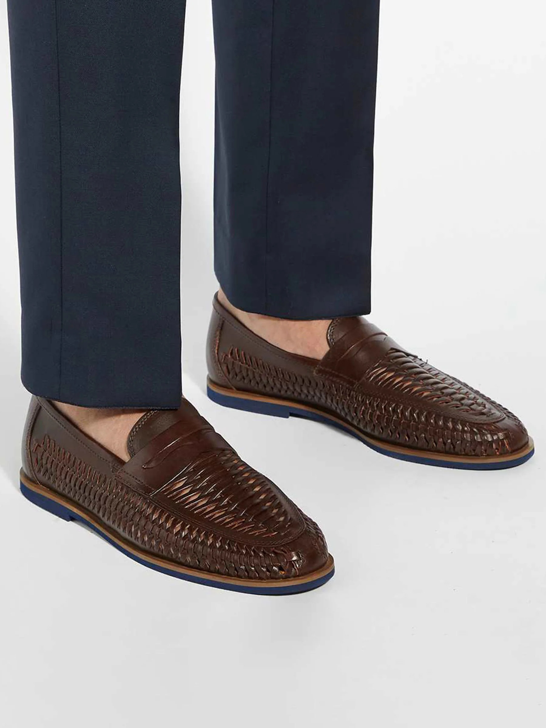 Dune London Brown Bresley Woven Loafer Shoes uk10eu44 | Next US