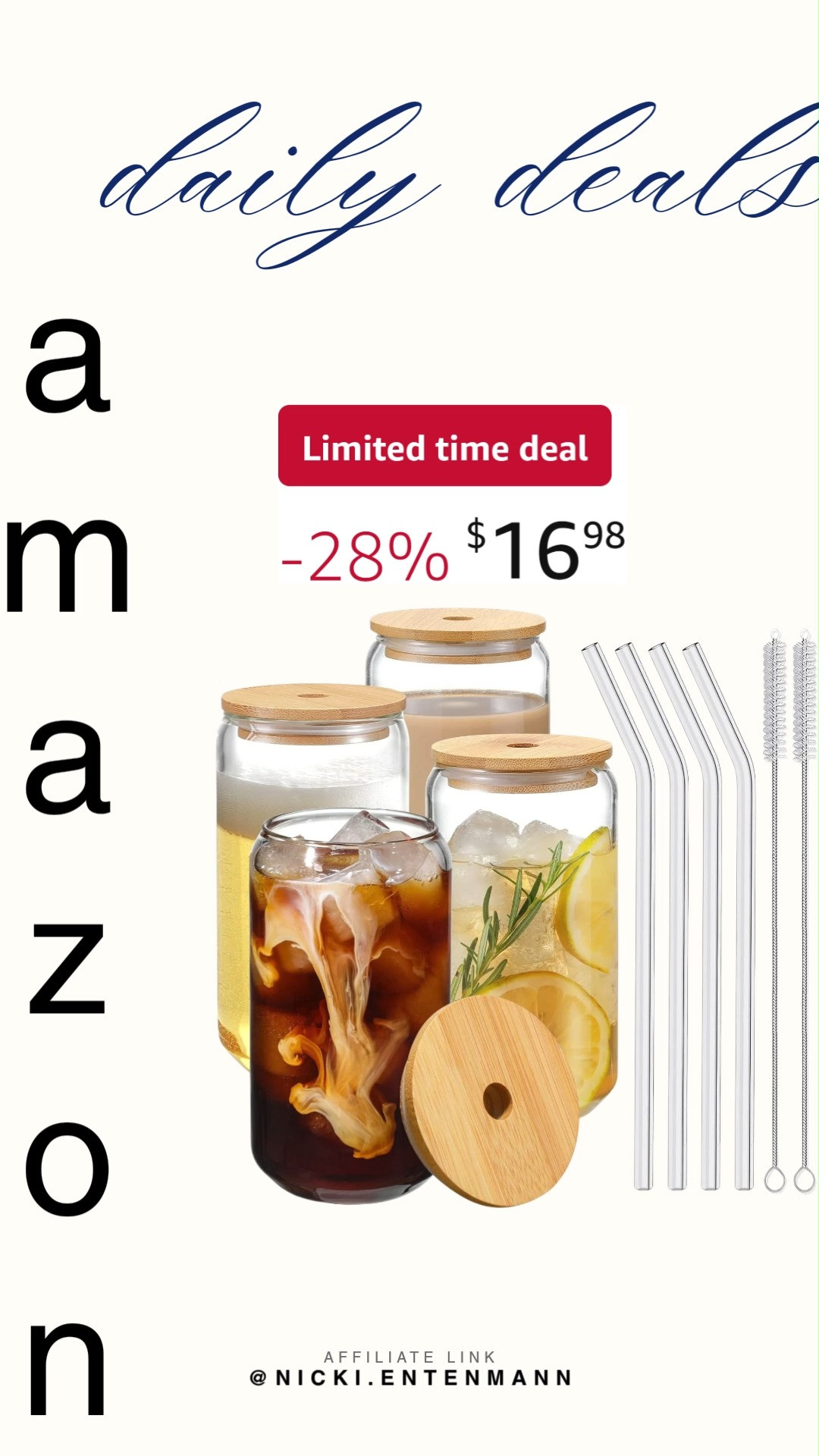 Sip in style with these Drinking Glasses featuring bamboo lids and glass straws, a chic eco‑friendly combo that makes every beverage feel fresh and fun. 🥤🌿✨  

#DrinkingGlasses #BambooLids #GlassStraws #EcoFriendly #KitchenEssentials #HomeStyle #ReusableGlassware #SustainableLiving #Drinkware #ModernHome 

 #LTKfoodie #LTKHome #LTKSaleAlert