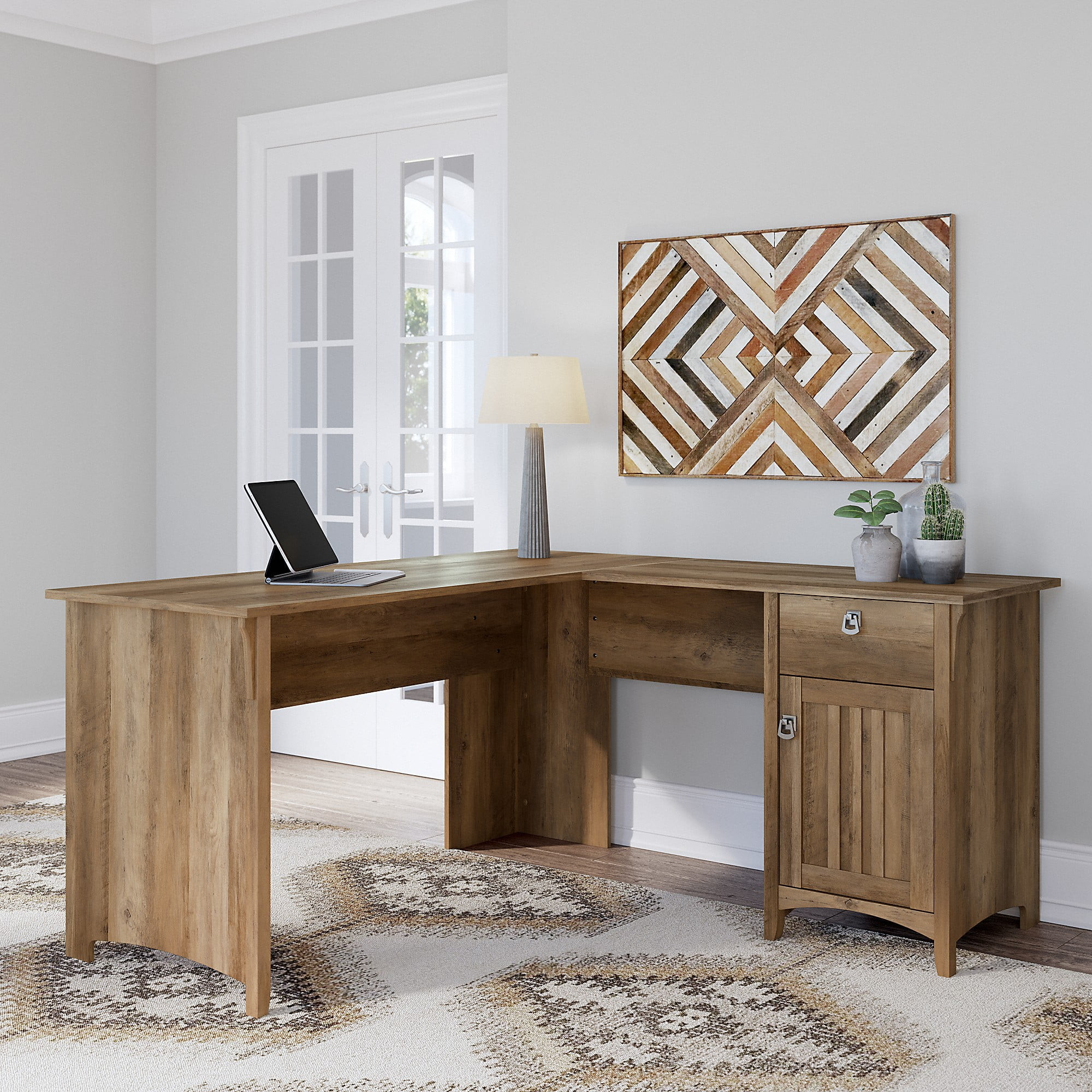 Bush Furniture Salinas Farmhouse 60W L Shape Computer Desk with Box Drawer and Storage Cabinet in... | Walmart (US)