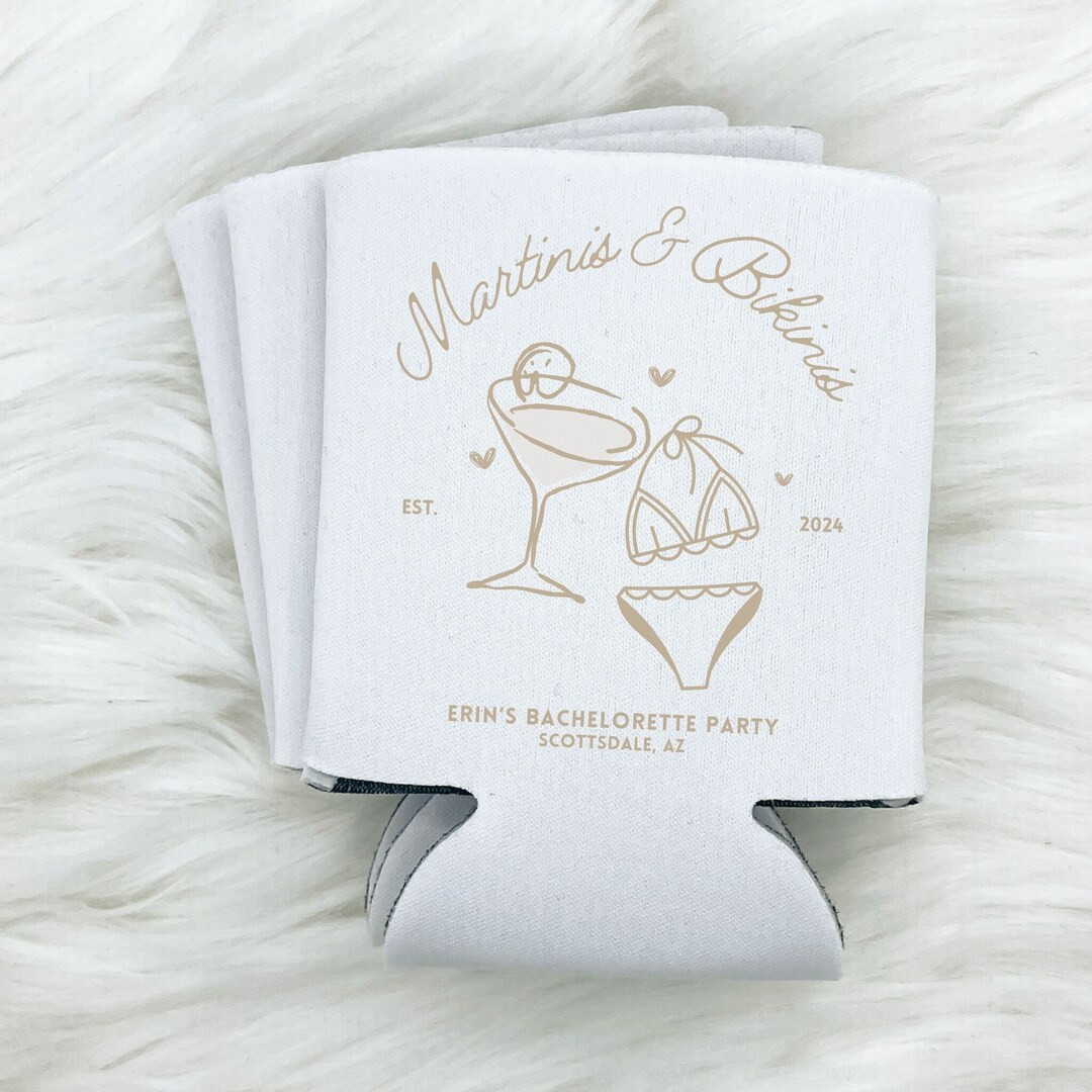 Martinis and Bikinis Beach Bachelorette Beach Bachelorette Can Cooler Last Toast on the Coast Las... | Etsy (US)