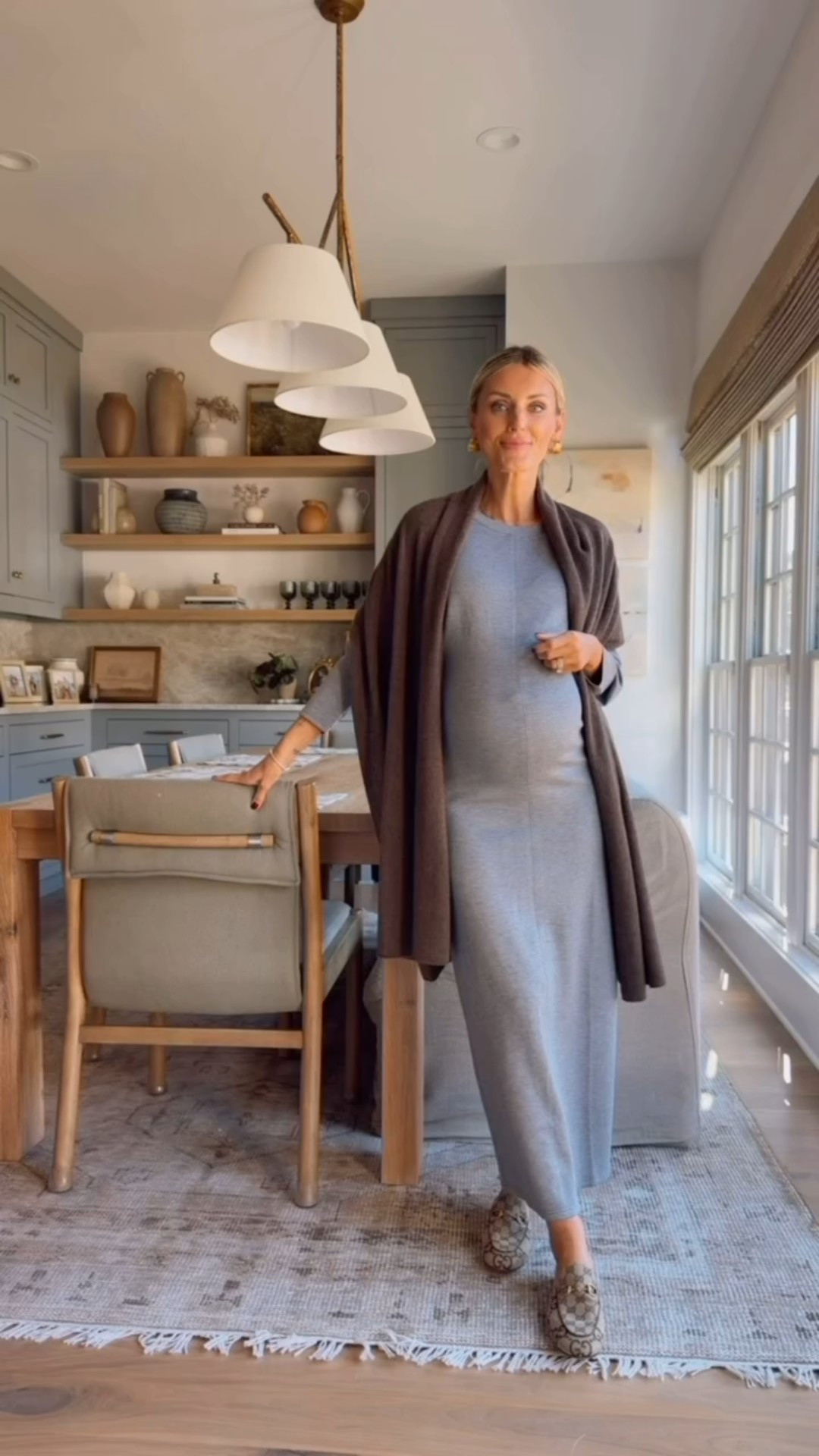 This Loft scuba maxi dress is so comfortable and works great with the bump! I styled it with this cashmere wrap for an extra warm layer. Wearing a size XS! 

Loverly Grey, Loft haul, winter outfit inspo, affordable find, fall styling, cashmere, Quince 