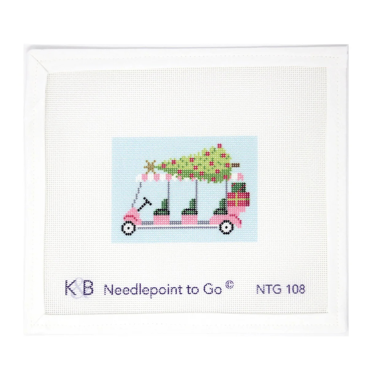 Golf Cart with Christmas Tree | Greystone Needlepoint