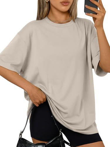 Trendy Queen Womens Oversized Summer T Shirts Fashion Workout Plus Size Tops Short Sleeve Beach V... | Amazon (US)