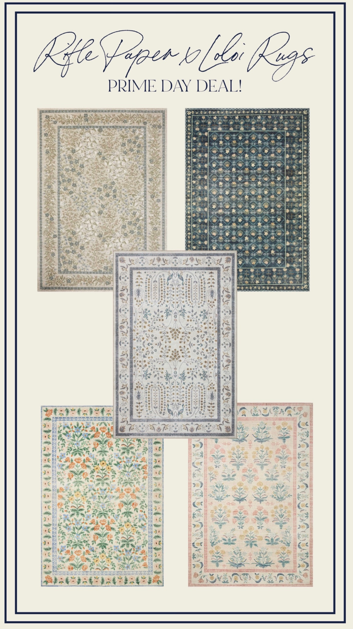 SO many beautiful rugs on sale for Prime Day! Loving the Rifle Paper Co. x Loloi Rugs. Major savings, the one in the middle is going in my guest bedroom! 🫶🏻

#LTKFindsUnder100 #LTKHome #LTKSaleAlert