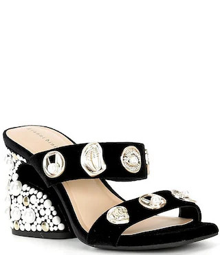 Penei Velvet Pearl Ornament Slide Sandals | Dillard's
