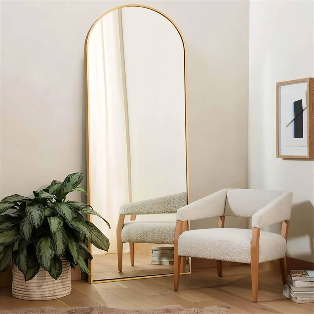 Amazon.com: ZMYCZ Arched Floor Mirror, 65"x22" Full Length Mirror, Standing Mirror Hanging or Lea... | Amazon (US)