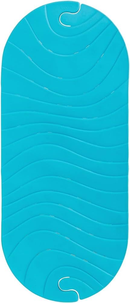 Boon B11192 RIPPLE Textured Non Slip Baby Bath Tub Mat with Hanging Hook and Drain Holes, Blue | Amazon (US)