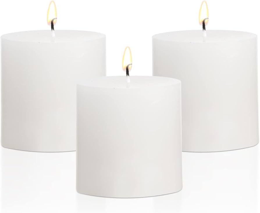 Pillar Candles Set of 3 Unscented Handpoured Weddings, Home Decoration, Restaurants, Spa, Church ... | Amazon (US)