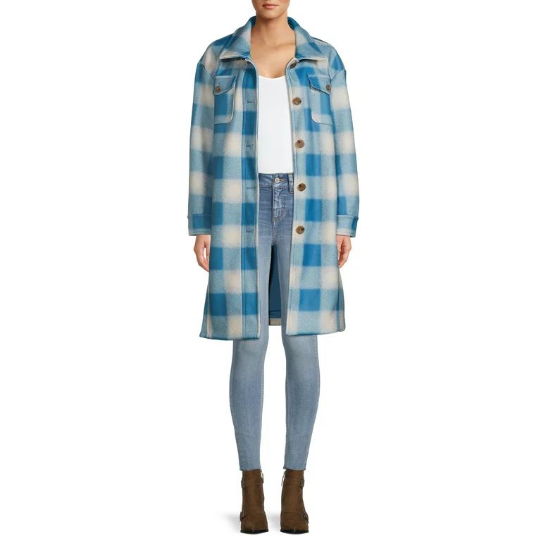 Time and Tru Women's and Plus Long Shacket Coat - Walmart.com | Walmart (US)