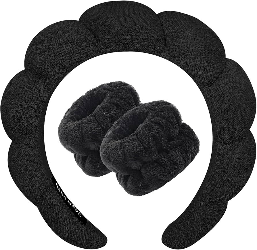 Zkptops Spa Headband for Washing Face Wristband Sponge Makeup Skincare Headband Terry Cloth Bubbl... | Amazon (US)
