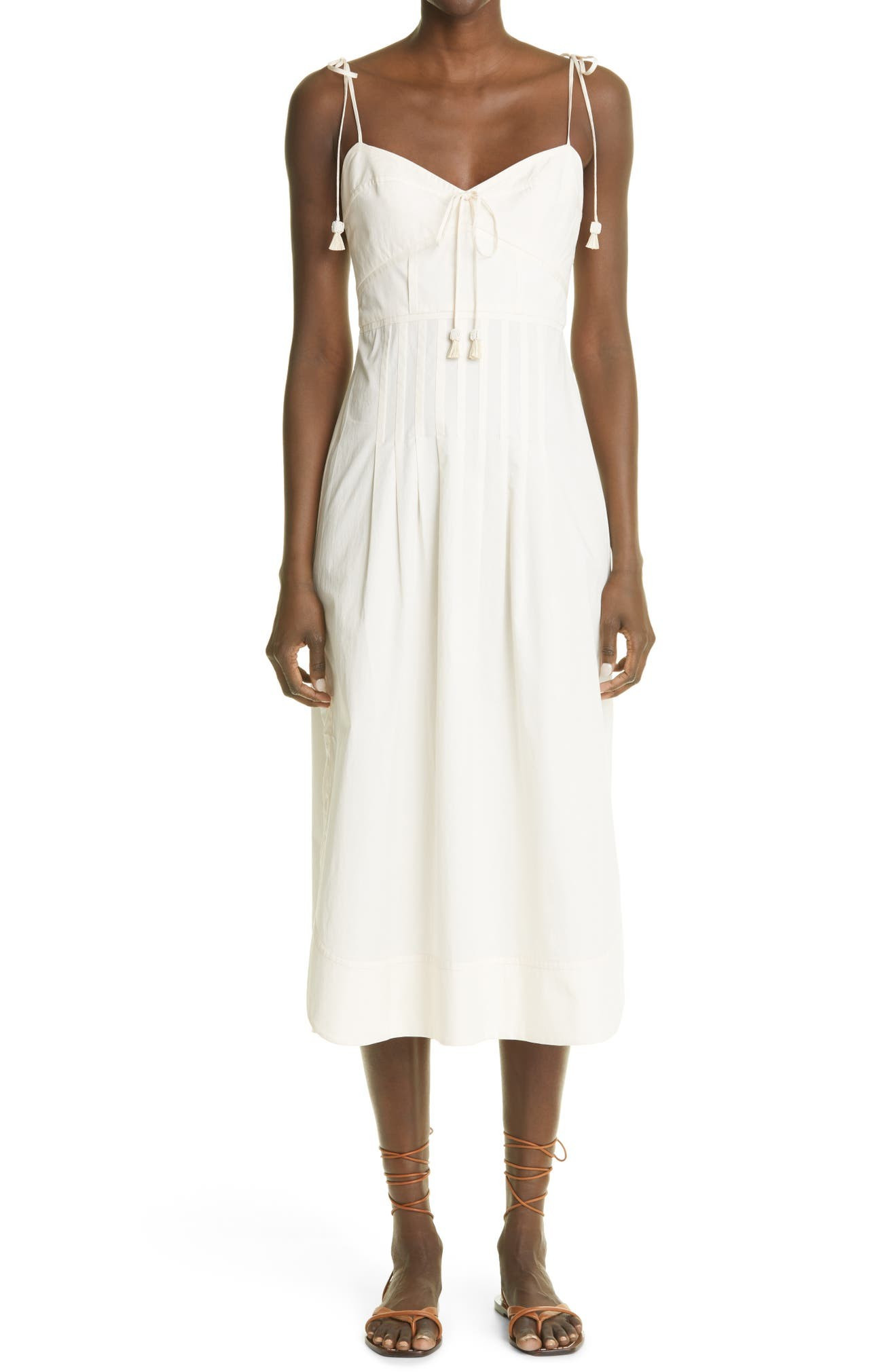 Aromatic Essence Tassel Stretch Poplin Sundress | Nordstrom