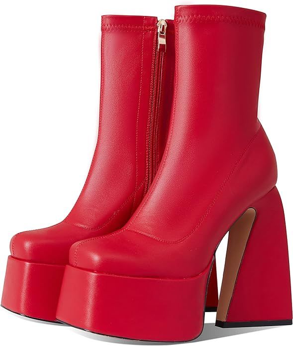 Uacllcau Platform Boots for Women Mid Calf Boots Square Toe Chunky High Heel Boots Side Zipper An... | Amazon (US)