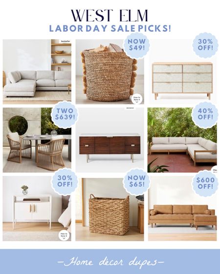 West Elm Labor Day sale picks!! There are some crazy Labor Day specific deals going on at West Elm in addition to their 70% off warehouse deals!!

Like these baskets are now at outlet pricing!! And so many sofas are majorly discounted 🙌🏻 Also their patio sets are on crazy sale too!! Way more linked 🤍

#LTKsalealert #LTKSeasonal #LTKhome