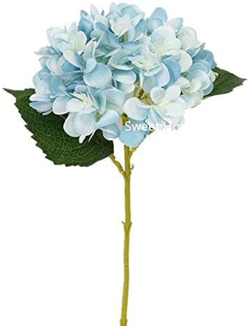 Sweet Home Deco 18'' Silk Hydrangea Single Stem Autumn Colors Set of 2 (Baby Blue) | Amazon (US)