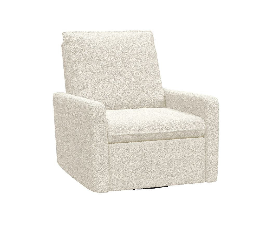 Paxton Swivel Glider Teddy Faux Fur, Ivory | Pottery Barn Kids