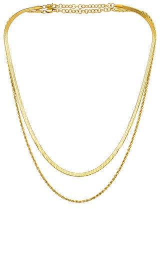 X For Love & Lemons L'amor Chain Necklace Set in Gold | Revolve Clothing (Global)