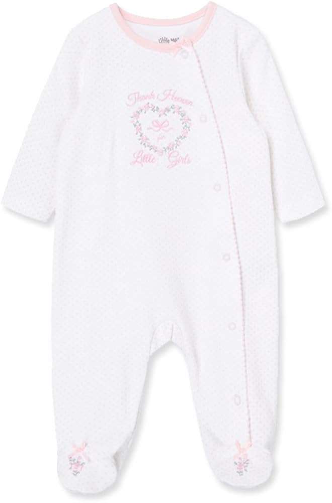 Little Me Clothes for Baby Girls' 100% Cotton Scratch-Free Tag Footie Sleeper | Amazon (US)