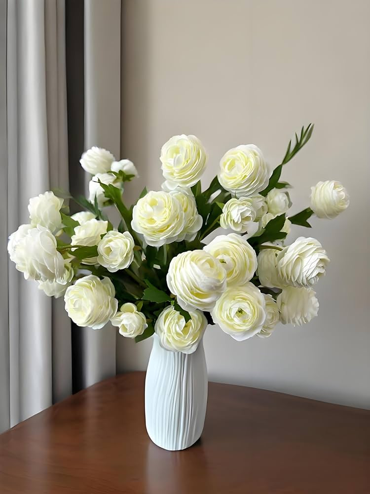 12Pcs Artificial Ranunculus Flowers – 36 Head 16.5" Silk Ranunculus Flowers Bouquets for Home D... | Amazon (US)