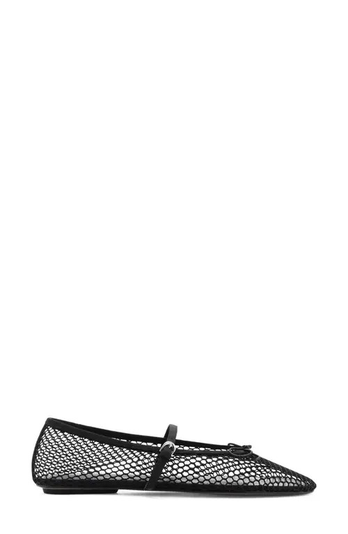MANGO Buckle Strap Fishnet Ballet Flat in Black at Nordstrom, Size 10 | Nordstrom