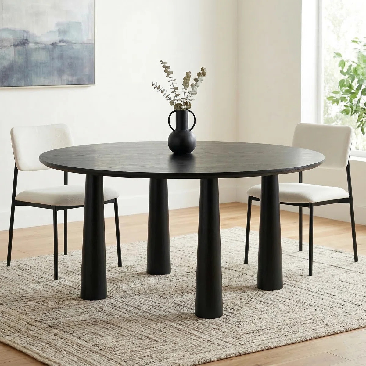 30"H Round Wood Dining Table Kitchen Table with 4 Legs | Wayfair North America