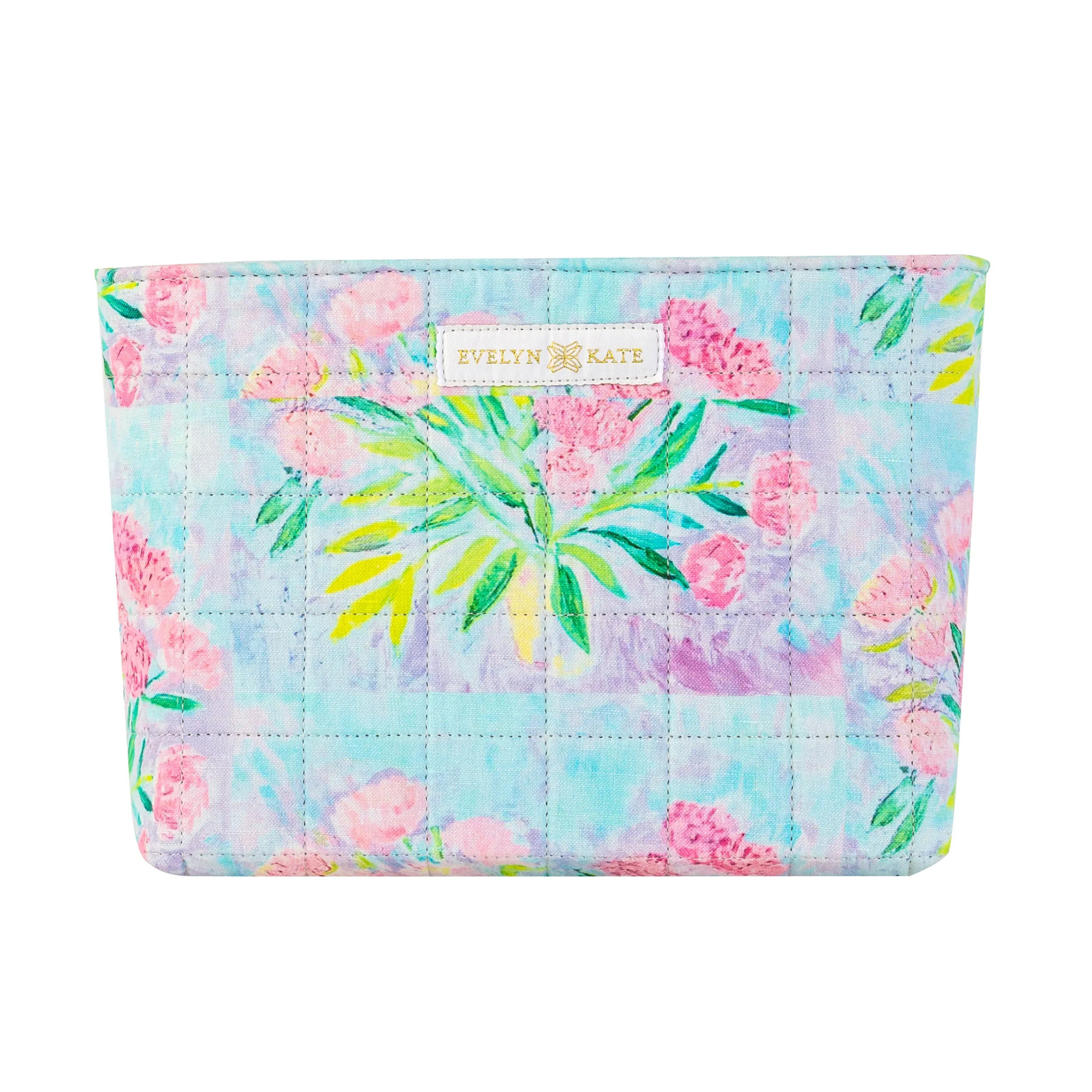 Pink Peony Quilted Zipper Pouch | EVELYN & KATE (US)