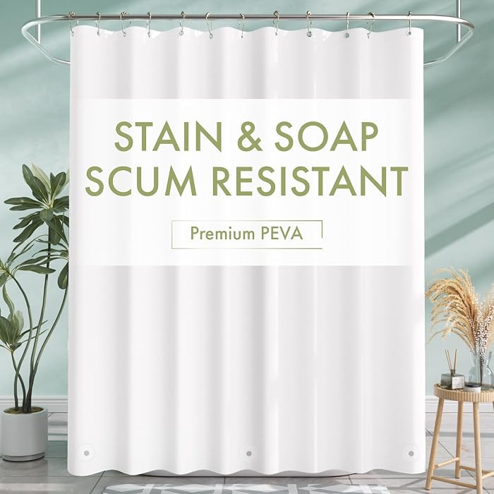 AmazerBath Shower Curtain Liner, 72x72 Plastic White Shower Curtain Liner, Cute Waterproof PEVA S... | Amazon (US)