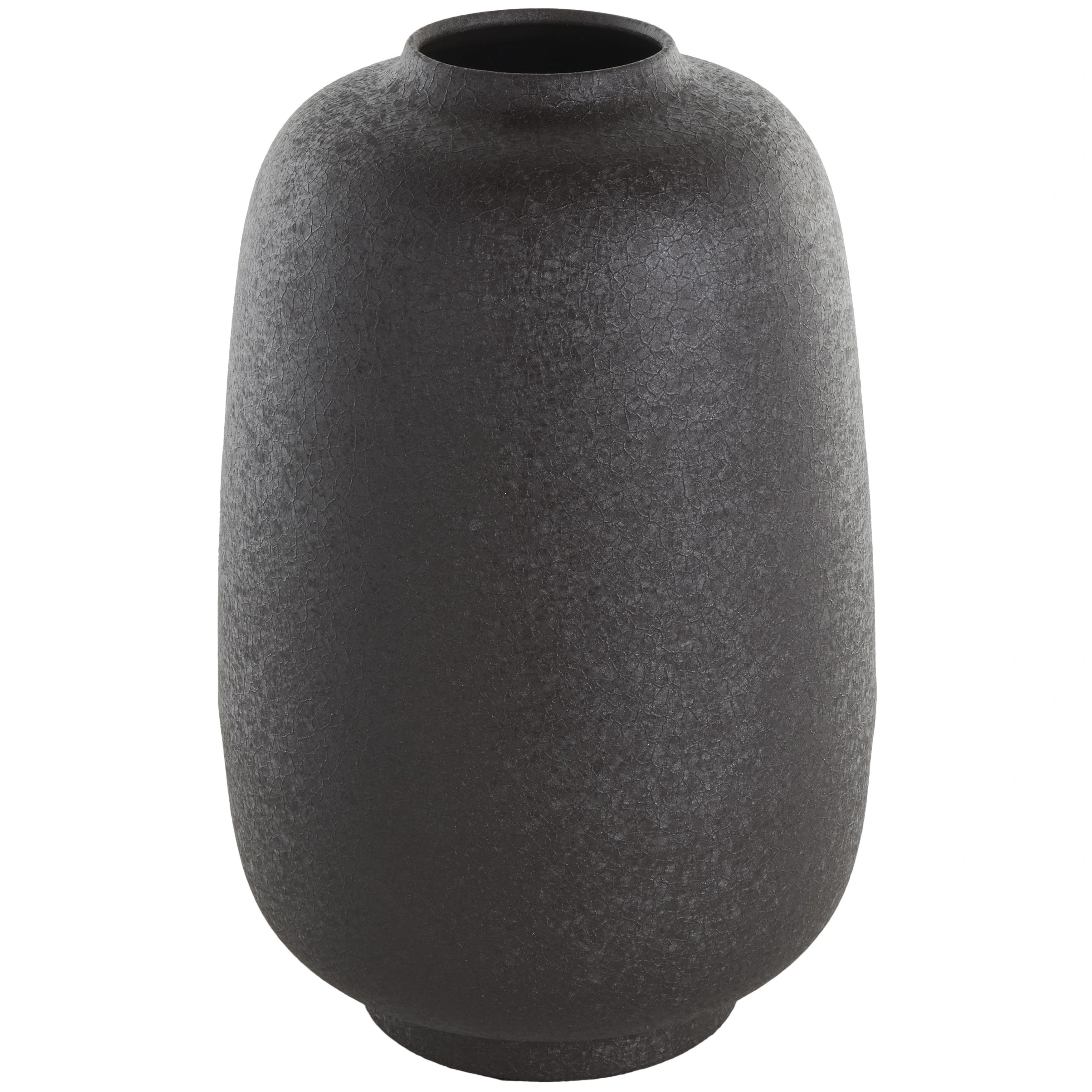 Metal Textured Rounded Decorative Vase - Black - Roche River Decor | Bed Bath & Beyond