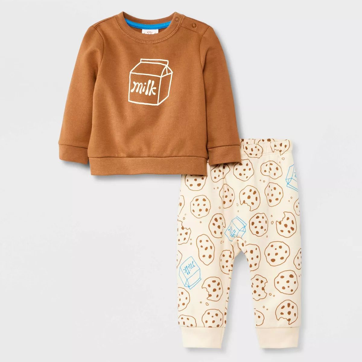 Baby 2pc Cookie Fleece Graphic Top & Bottom Set - Cat & Jack™ Brown 18M | Target