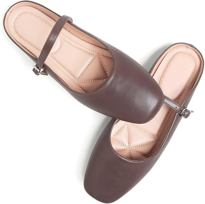 TN TANGNEST Leather Flats for Women Retro Mary Jane Flats | Comfortable Square Toe Slip On Flats ... | Amazon (US)