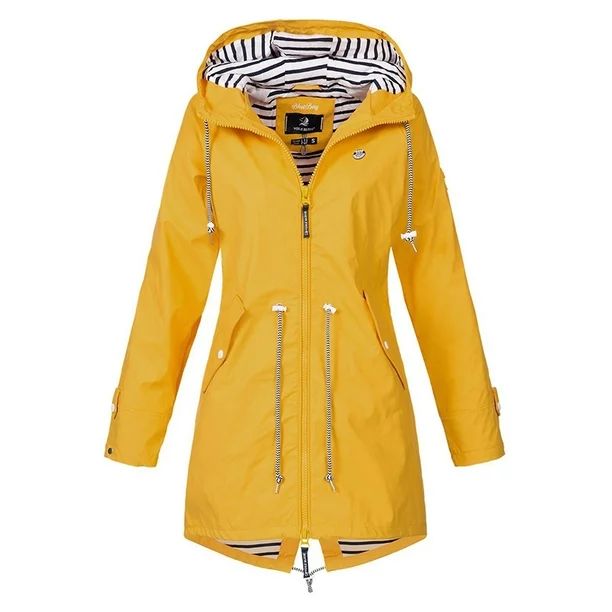 FASHIONWT Women's Solid Rain Jacket Outdoor Plus Size Waterproof Windbreak Hooded Coat | Walmart (US)