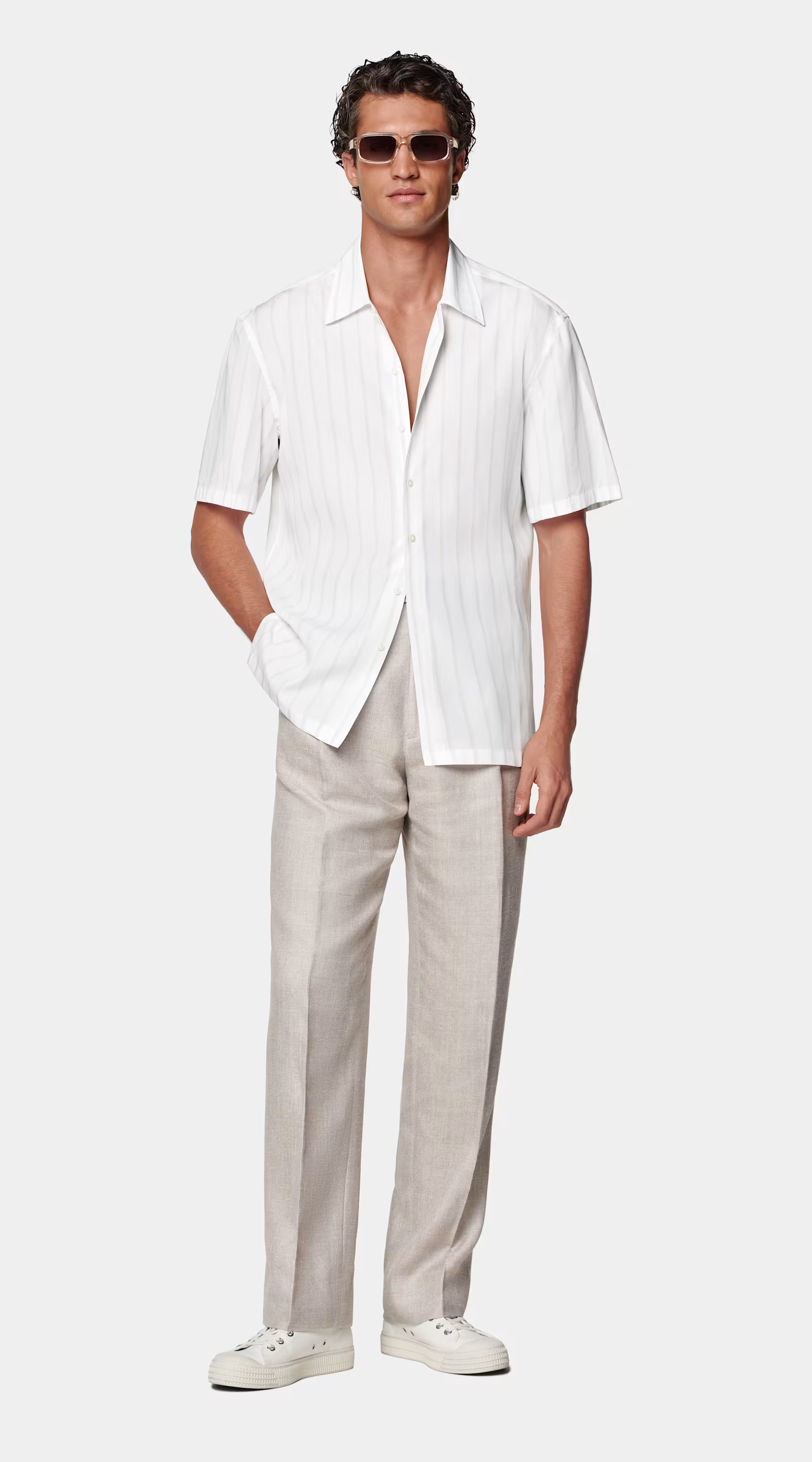 White Striped Short Sleeve Shirt | Suitsupply (US)