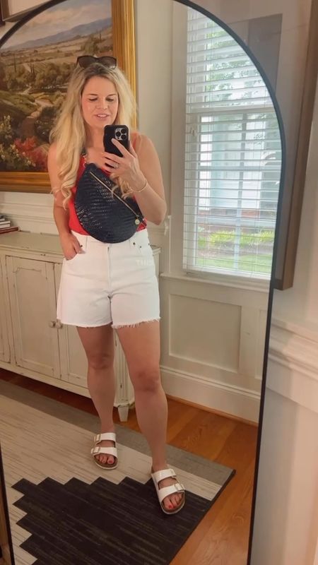 Such a cute summer outfit and I love these shorts so much, I size up! 

#LTKOver40 #LTKSeasonal #LTKFindsUnder100