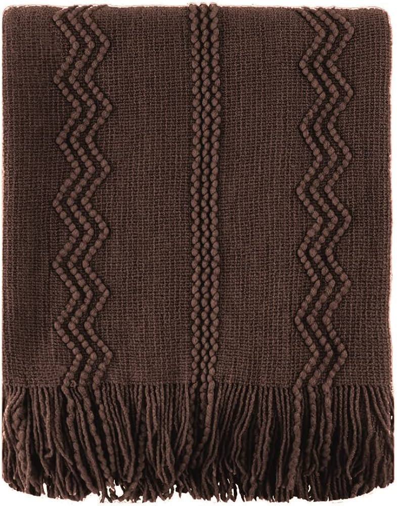 BATTILO HOME Brown Throw Blanket for Couch, Chocolate Knit Throw Blanket for Home Decor, Textured... | Amazon (US)