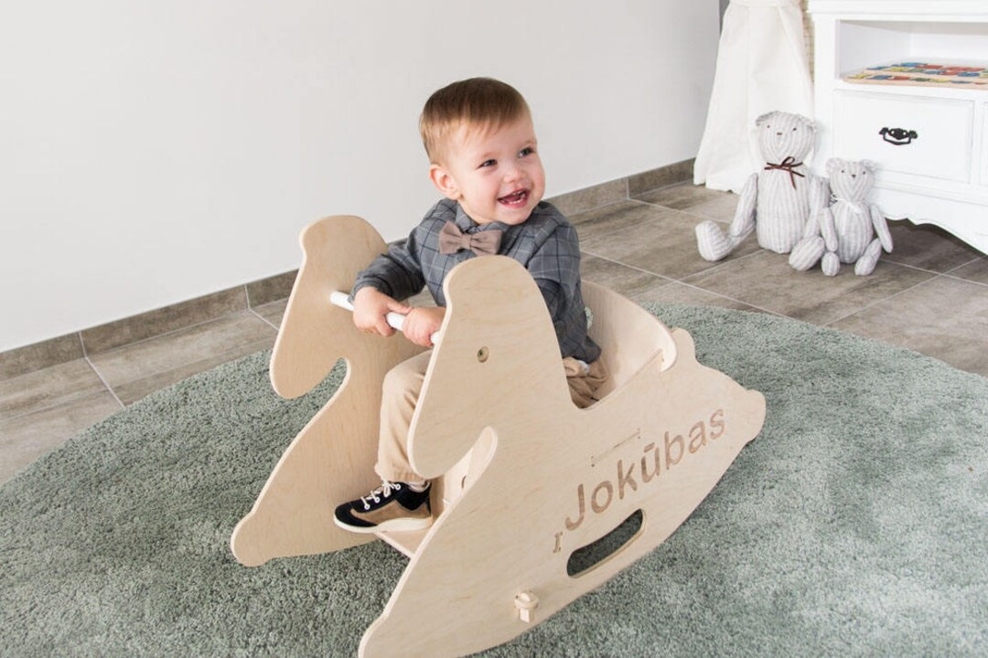 Personalized Wood Rocking Horse, Christmas Gift Wooden Baby Swing for Porch or Indoor, Custom Hor... | Etsy (US)