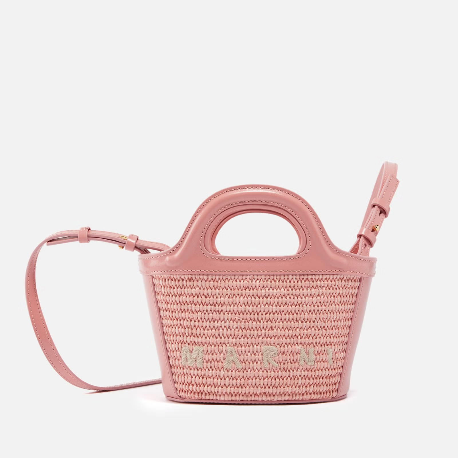 Marni Tropicalia Micro Straw and Leather Tote Bag | Coggles | Coggles (Global)