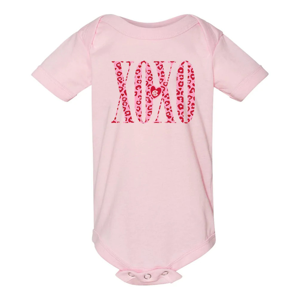 Monogrammed Infant 'Leopard XOXO' Onesie | United Monograms