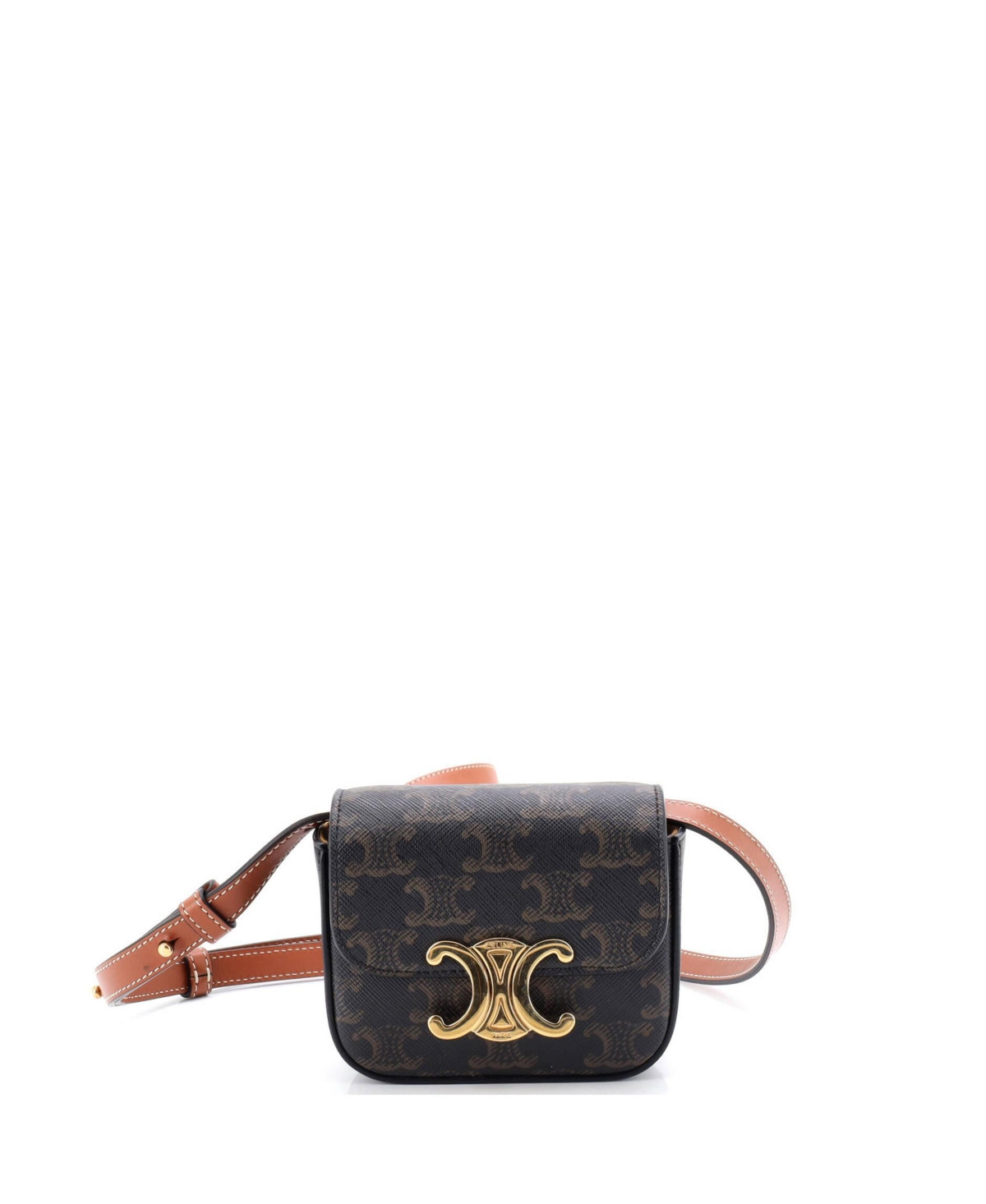 Pre-Owned Celine Mini Triomphe Shoulder Bag Triomphe Coated Canvas - Macy's | Macy's