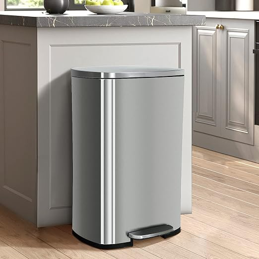 50 Liter / 13 Gallon Kitchen Trash Can, Stainless Steel with Lid, Foot Pedal and Inner Bucket, Fi... | Amazon (US)