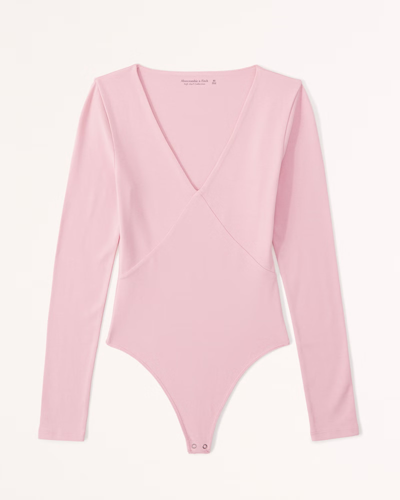 Women's Long-Sleeve Seamed V-Neck Bodysuit | Women's New Arrivals | Abercrombie.com | Abercrombie & Fitch (US)