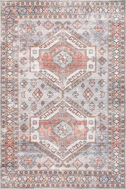 Light Gray Ria Geometric Washable Area Rug | Rugs USA