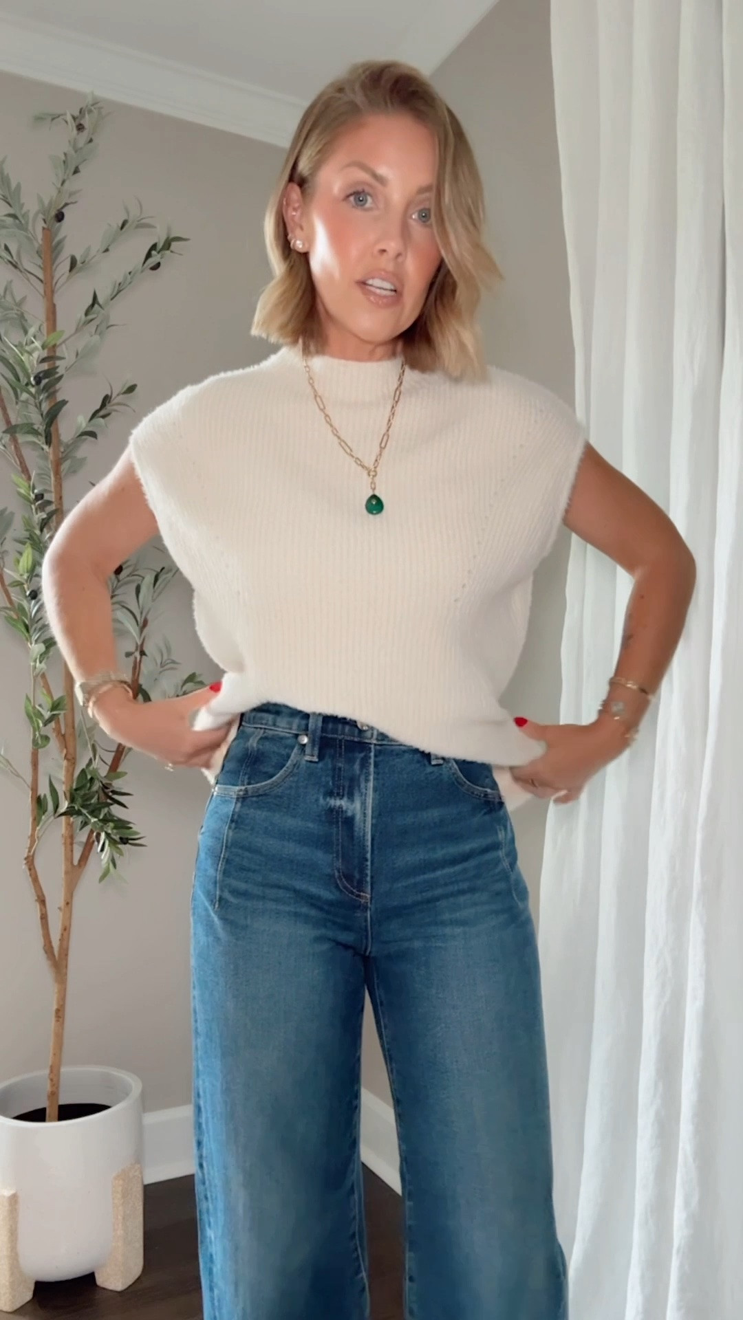 XS sweater / 24 jeans (I sized down one because I am kind of in between sizes right now)

#LTKPetite #LTKOver40 #LTKSaleAlert