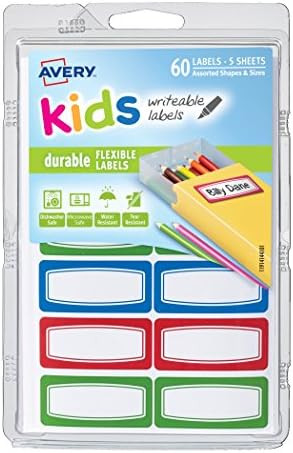 Avery Durable Labels, 3/4" x 1-3/4", Assorted Border Colors, Water-Resistant Labels, 60 Rectangle... | Amazon (US)