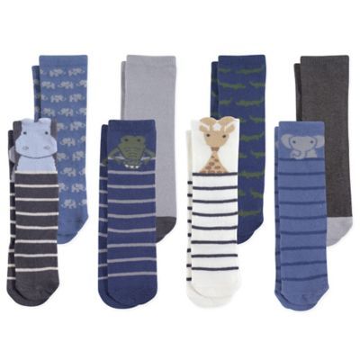 Hudson Baby® Size 0-6M 8-Pack Safari Boy Knee High Socks in Blue | buybuy BABY
