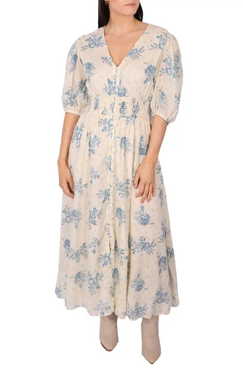 Talisman the Label Halo Smocked Waist Maxi Dress in Bluebelle at Nordstrom, Size Medium | Nordstrom