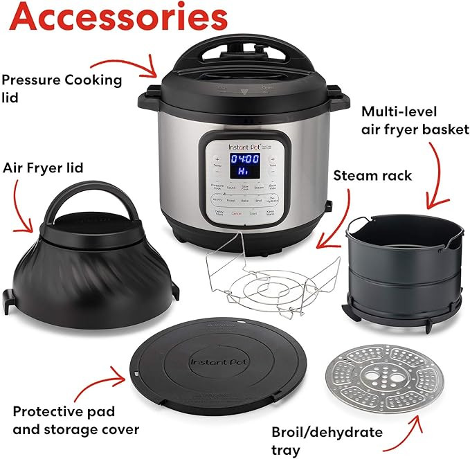 Instant Pot Duo Crisp 11 in 1, Electric Pressure Cooker with Air Fryer, Roast, Bake, Dehydrate, S... | Amazon (US)