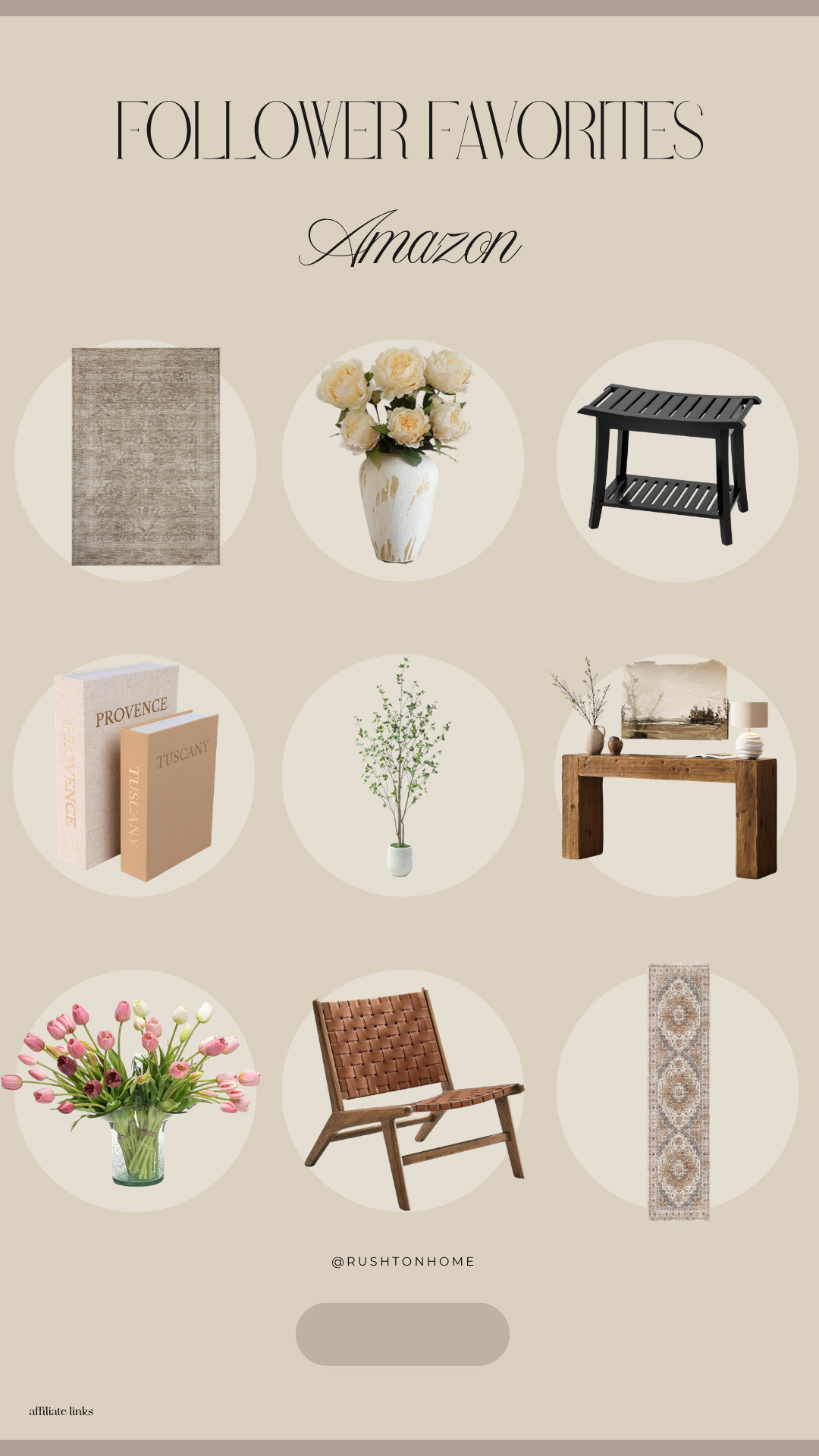 Amazon home decor finds, amazon neutral decor, amazon home favorites, budget friendly home decor, neutral area rug, faux flowers arrangement, black bench decor, decorative coffee table books, faux olive tree amazon, console table styling, tulip arrangement decor, woven accent chair, neutral runner rug, amazon living room decor, organic modern amazon finds 

 #LTKHome