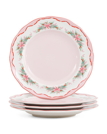 Set Of 4 Pinkmas Dinner Plates | TJ Maxx